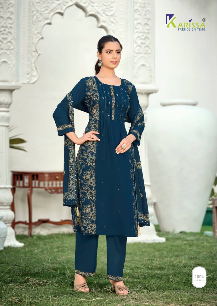  MANNAT By KARISSA 1001 To 1006 Series Beautiful Festive Suits Colourful Stylish pure heavy Bombay cotton dresses At Wholesale Price